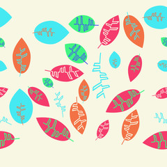 Floral color  horizontal seamless  pattern with leaves, copy space .