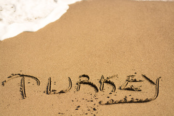 writing on the beach turkey