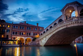 Rialto Bridge at dusk, Venice, Italy