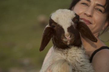 woman with lamb
