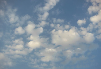 Cumulus clouds scattered white clouds with beautiful blue sky on sunny day	