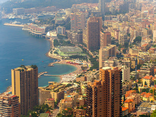 Fototapeta na wymiar Panoramic view of the city of Monte Carlo and The Mediterranean Sea, in Monaco