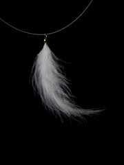 soft white feather jewelry - greyscale