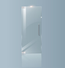 Modern glass doors. Transparent concepts for architectural projects. Vector Graphics illustration.