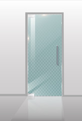 Modern glass doors. Transparent concepts for architectural projects. Vector Graphics illustration.