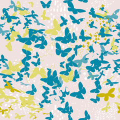 Butterflies. Seamless vector pattern on light background/