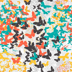 Butterfly. Seamless vector pattern.