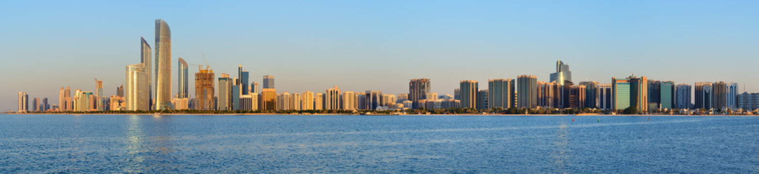 Abu Dhabi cityline at sunset