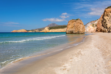 Coastline of Firiplaka beach on Milos island. Greece