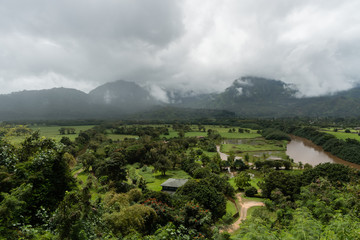 Hanalei Valley vista on Kauai, Hawaii, in winter after a major rainstorm