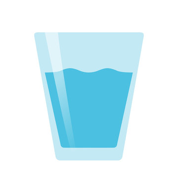 Glass of water flat vector on white background isolated