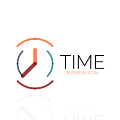 Vector abstract logo idea, time concept or clock business icon. Creative logotype design template