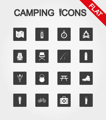 Camping icons set. Icon. Vector. Flat.