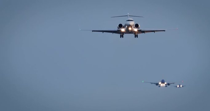 Private Jet and Commercial Airliners