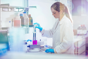 young woman working in a laboratory