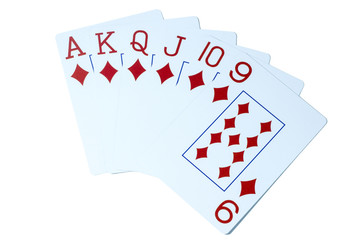 Playing cards on a white background
