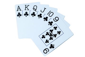 Playing cards on a white background