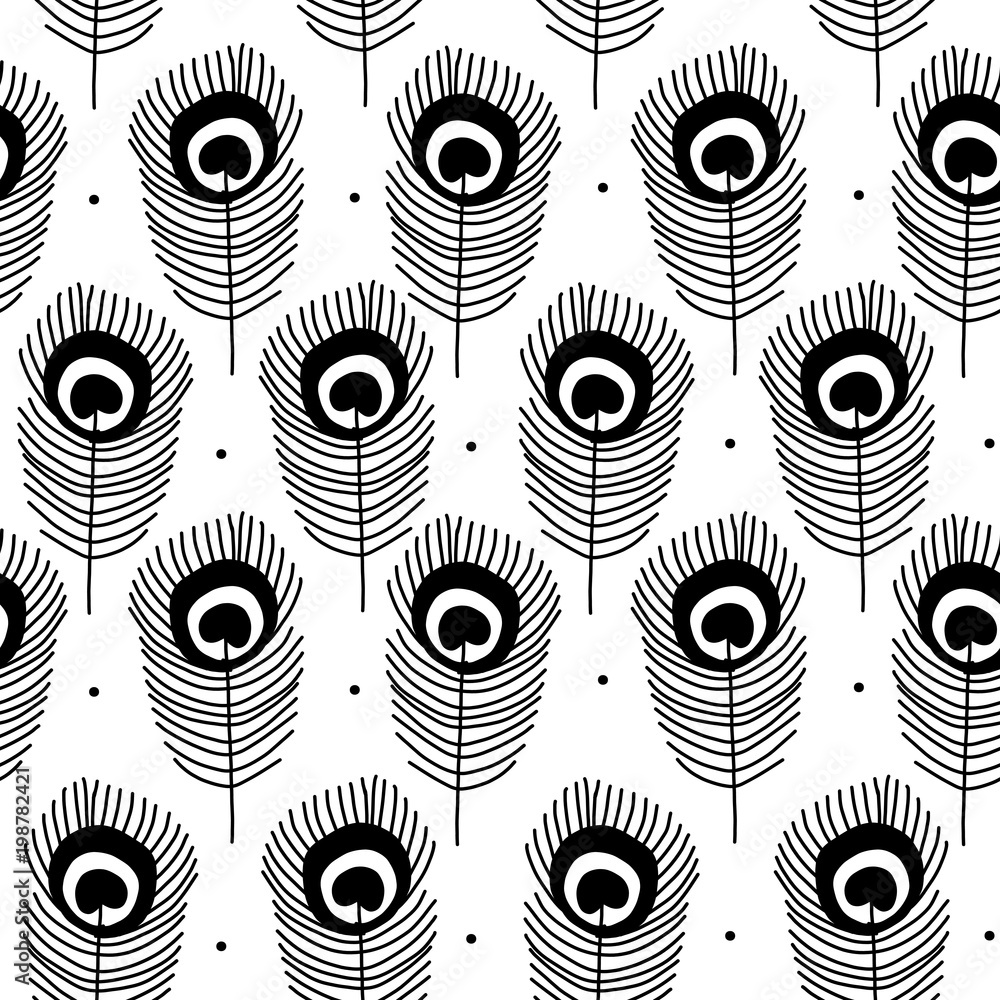 Aufkleber peacock feathers, seamless pattern for your design