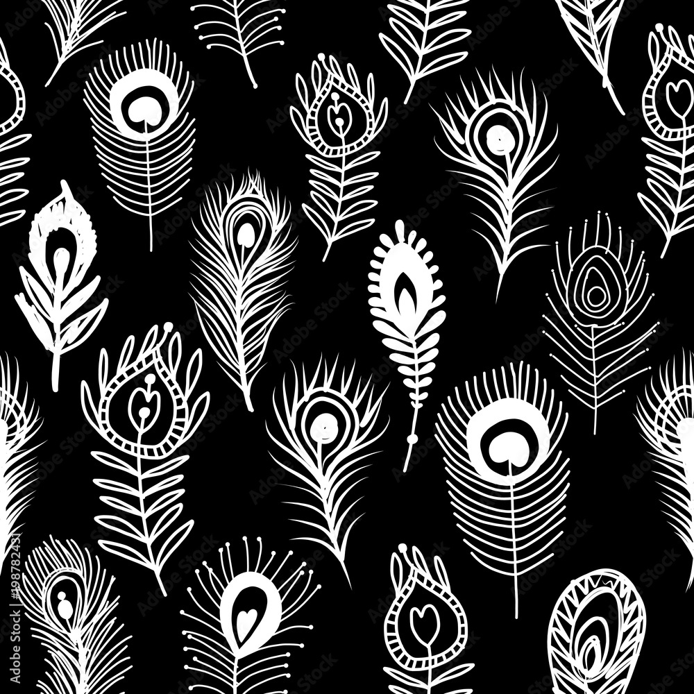 Aufkleber peacock feathers, seamless pattern for your design