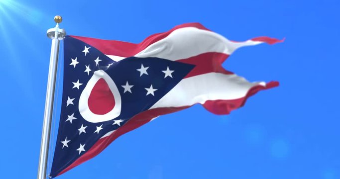 Flag of Ohio state, region of the United States of America - loop