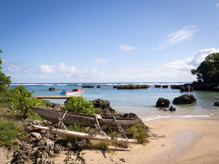 Vintage Original Outrigger Canoe Landscape on Tanna Island, Vanuatu