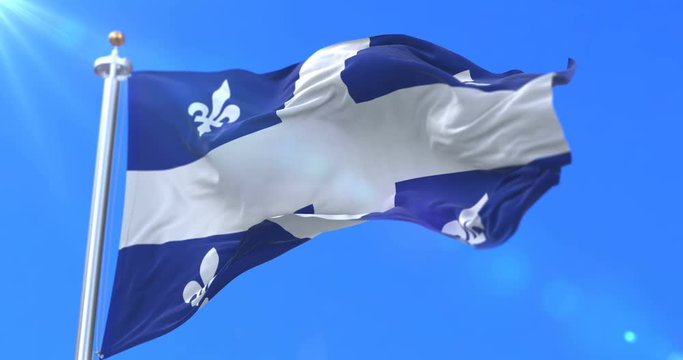 Flag of canadian region of Quebec, province of Canada - loop
