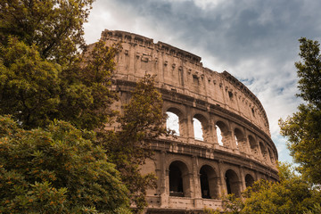Exterior view of the Colosseum in Rome Italy,