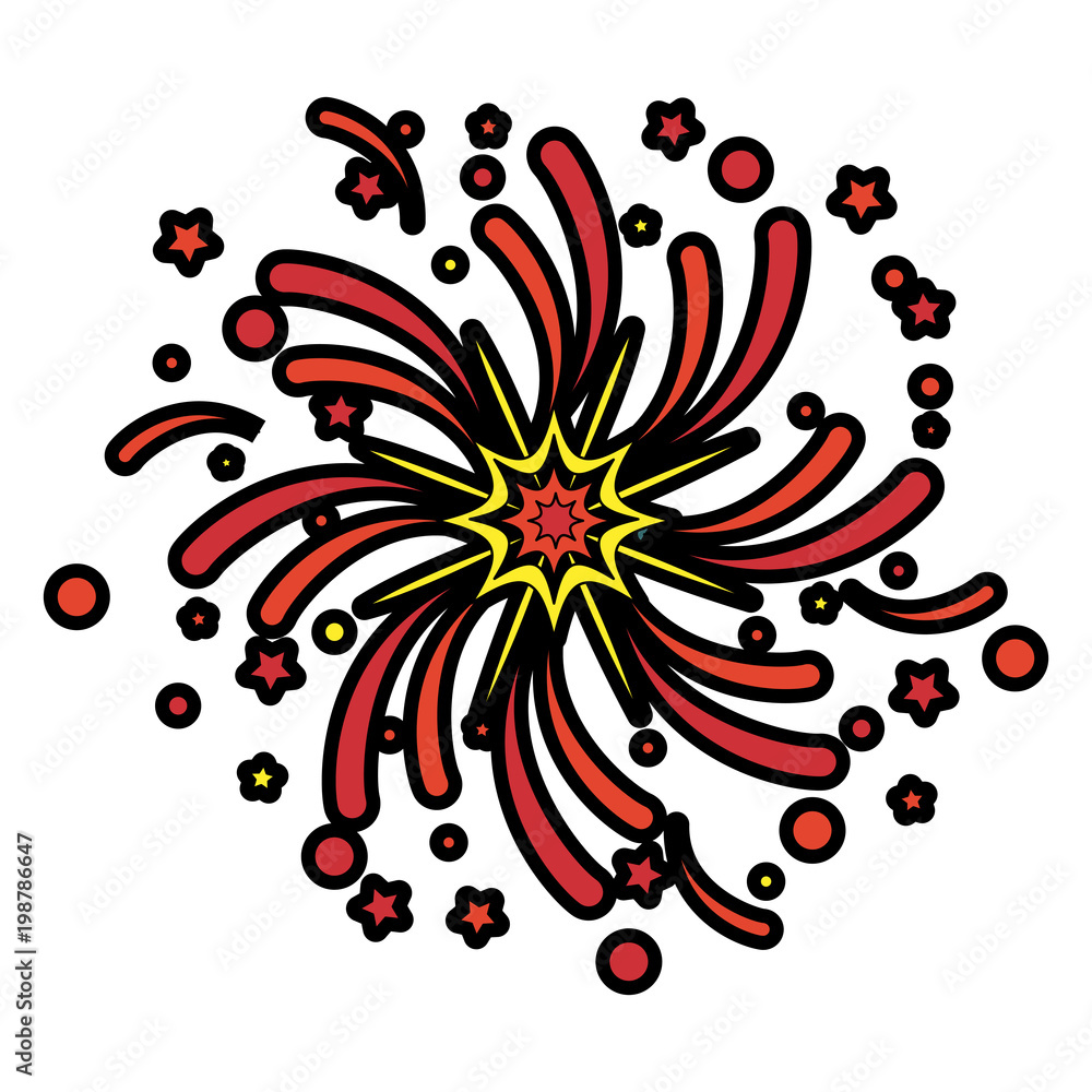 Canvas Prints Fireworks exploding isolated vector illustration graphic design