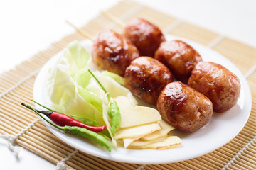 Thai sausage (Isan sausage), popular Northeastern food in Thailand