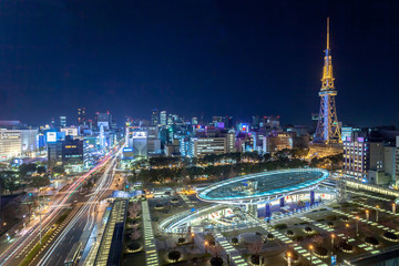 Obraz premium Nocny widok na Nagoya