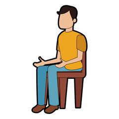 Man seated on chair vector illustration graphic design