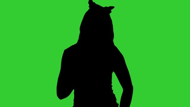 Silhouette of pretty dancing girl, isolated  