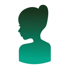 silhouette woman viewed back bun hair character