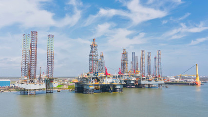 Oil rigs in the port