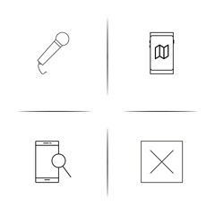 Music simple linear icons set. Outlined vector icons