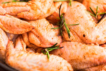 Fresh chickens wings covered in honey and spices