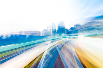 Fototapeta Speed motion in urban highway road tunnel obraz
