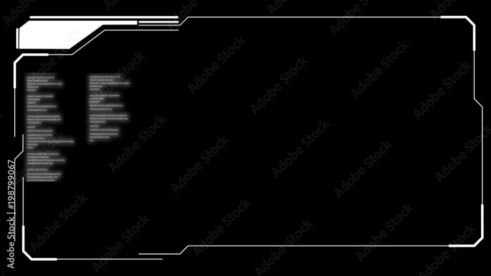 Fototapete HUD Futuristic Elements Poor Interference Signal Screen User Control Interface Panel. Motion Display Abstract VHS Noise Background In White Virtual Hi Technology Future Frame.
