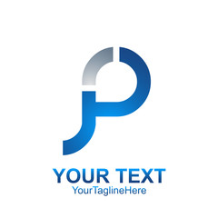 Initial letter P logo template colored silver blue design for business and company identity