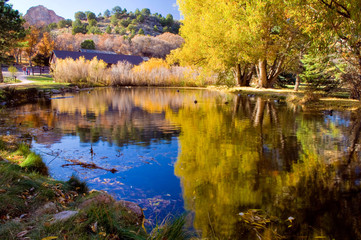 Pond Reflections At Rock Ledge Ranch Colorado Springs