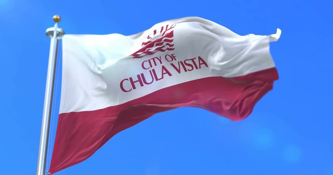Flag of Chula Vista city, city of California in United States of America - loop
