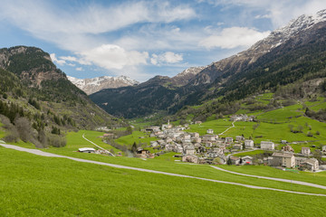 Train ride in the Swiss Alps, with Bernina express company, Poschiavo city