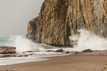 Waves crushing at the shore