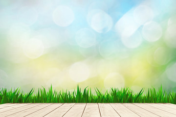 Obraz premium Bokeh background and balcony green grass