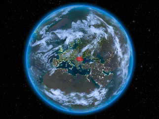 Romania at night on Earth