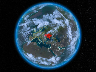 Ukraine at night on Earth