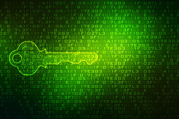 Safety concept: pixelated Key icon on digital background, Cyber Security Concept. 3d render