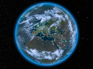 Albania at night on Earth