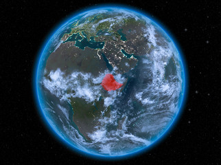 Ethiopia at night on Earth