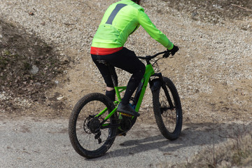 cyclist people enjoy outdoor wanderlust with their ebikes mountainbikes © rudolfgeiger